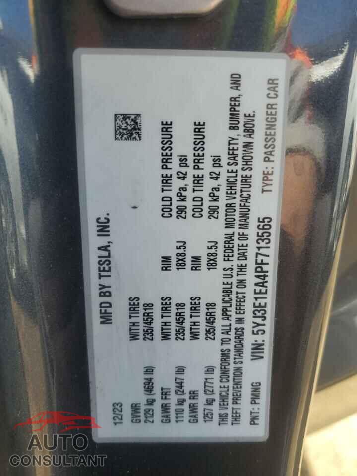 TESLA MODEL 3 2023 - 5YJ3E1EA4PF713565