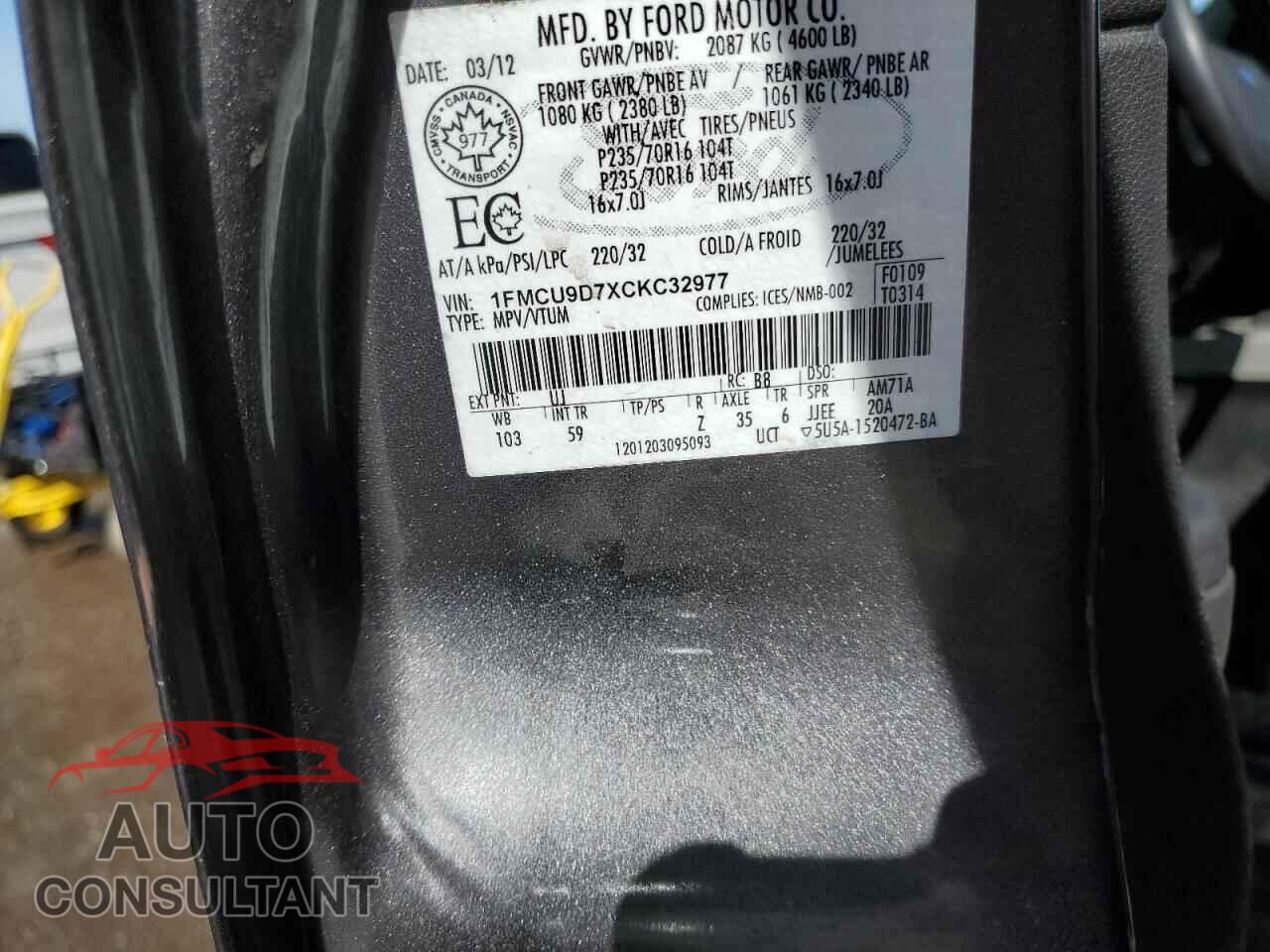 FORD ESCAPE 2012 - 1FMCU9D7XCKC32977