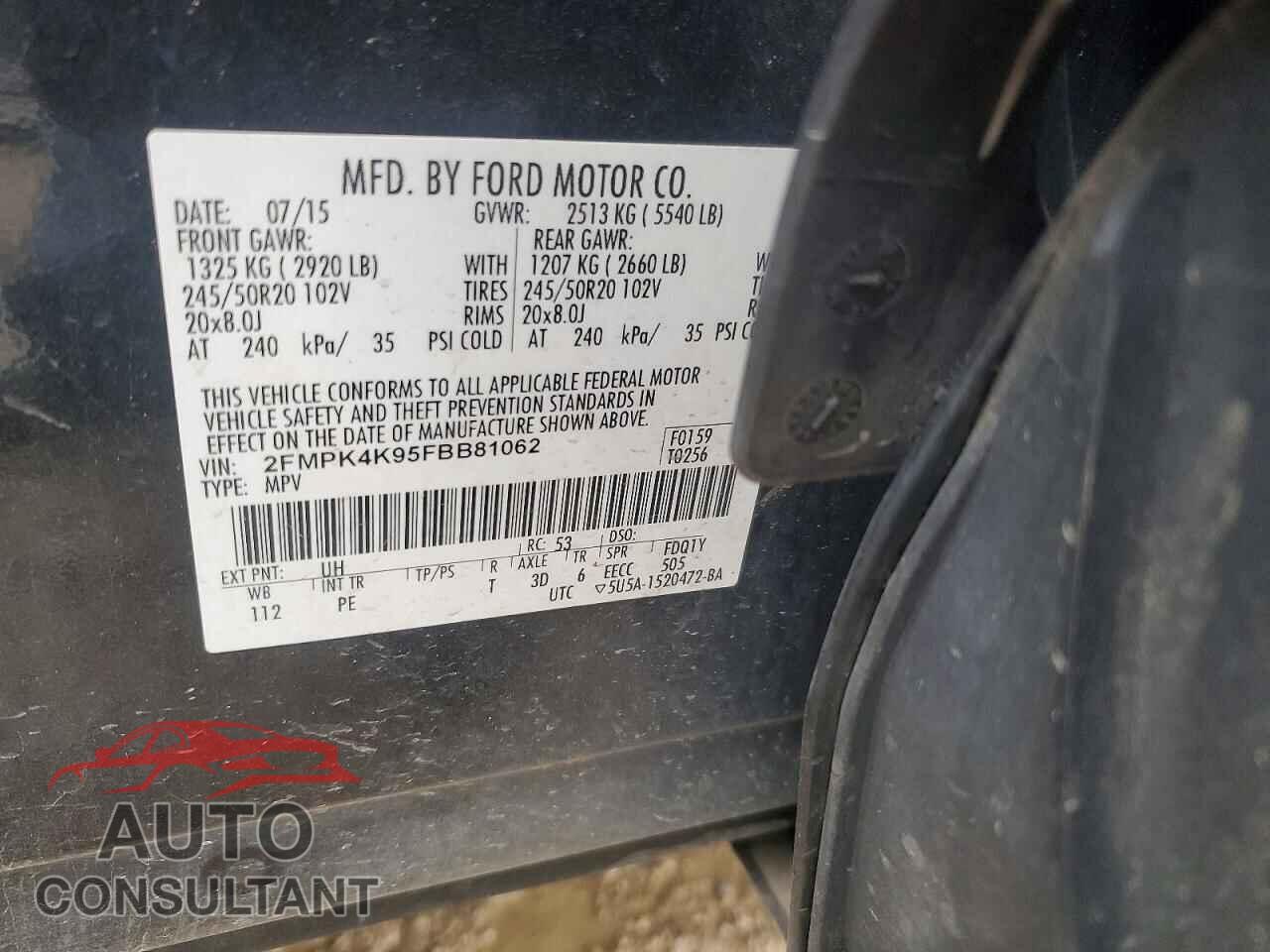 FORD EDGE 2015 - 2FMPK4K95FBB81062
