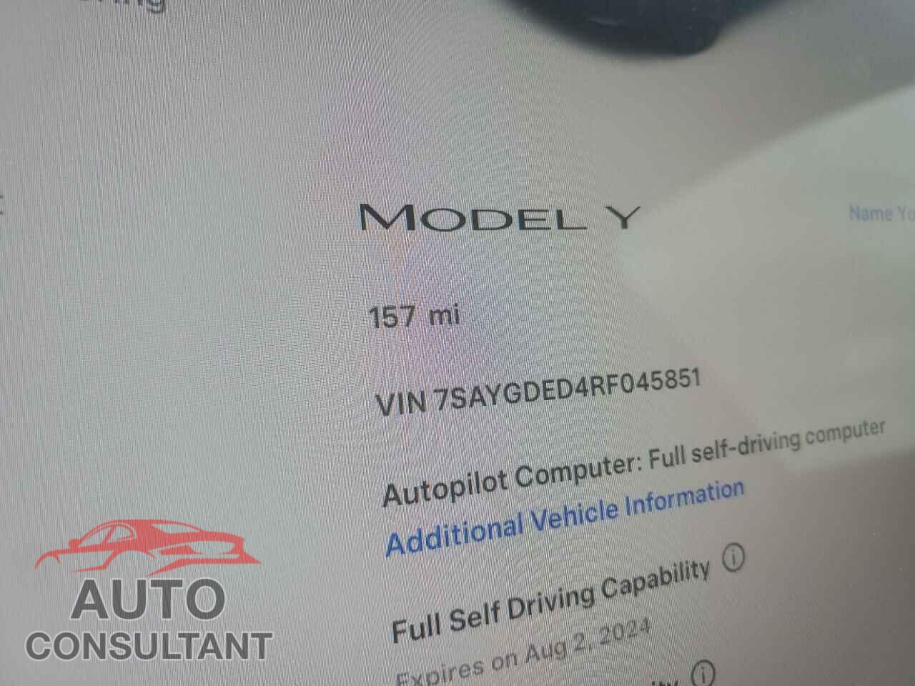 TESLA MODEL Y 2024 - 7SAYGDED4RF045851