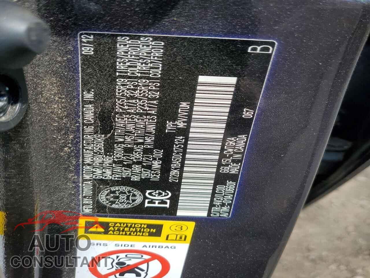LEXUS RX350 2013 - 2T2BK1BA5DC175124