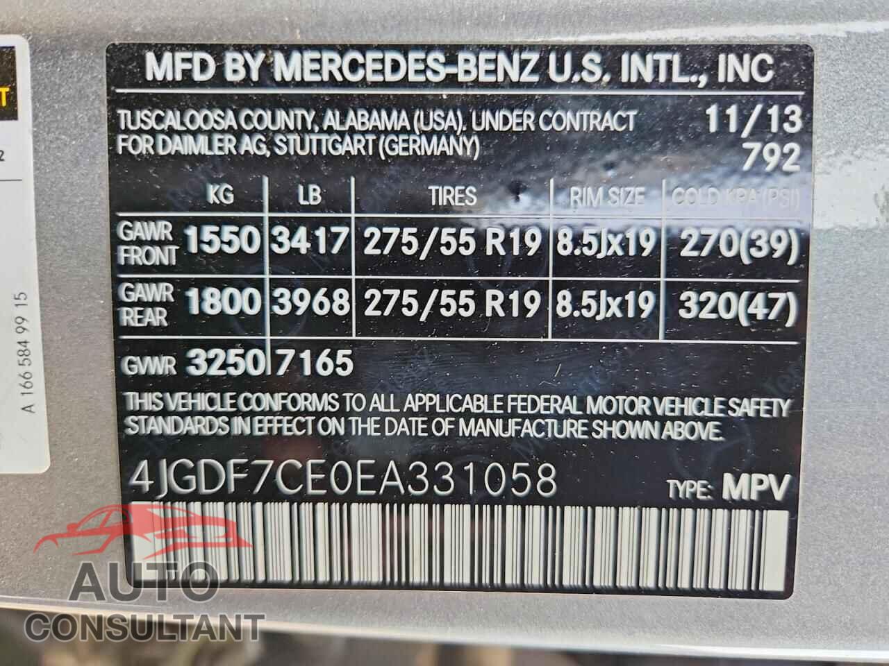 MERCEDES-BENZ GL-CLASS 2014 - 4JGDF7CE0EA331058