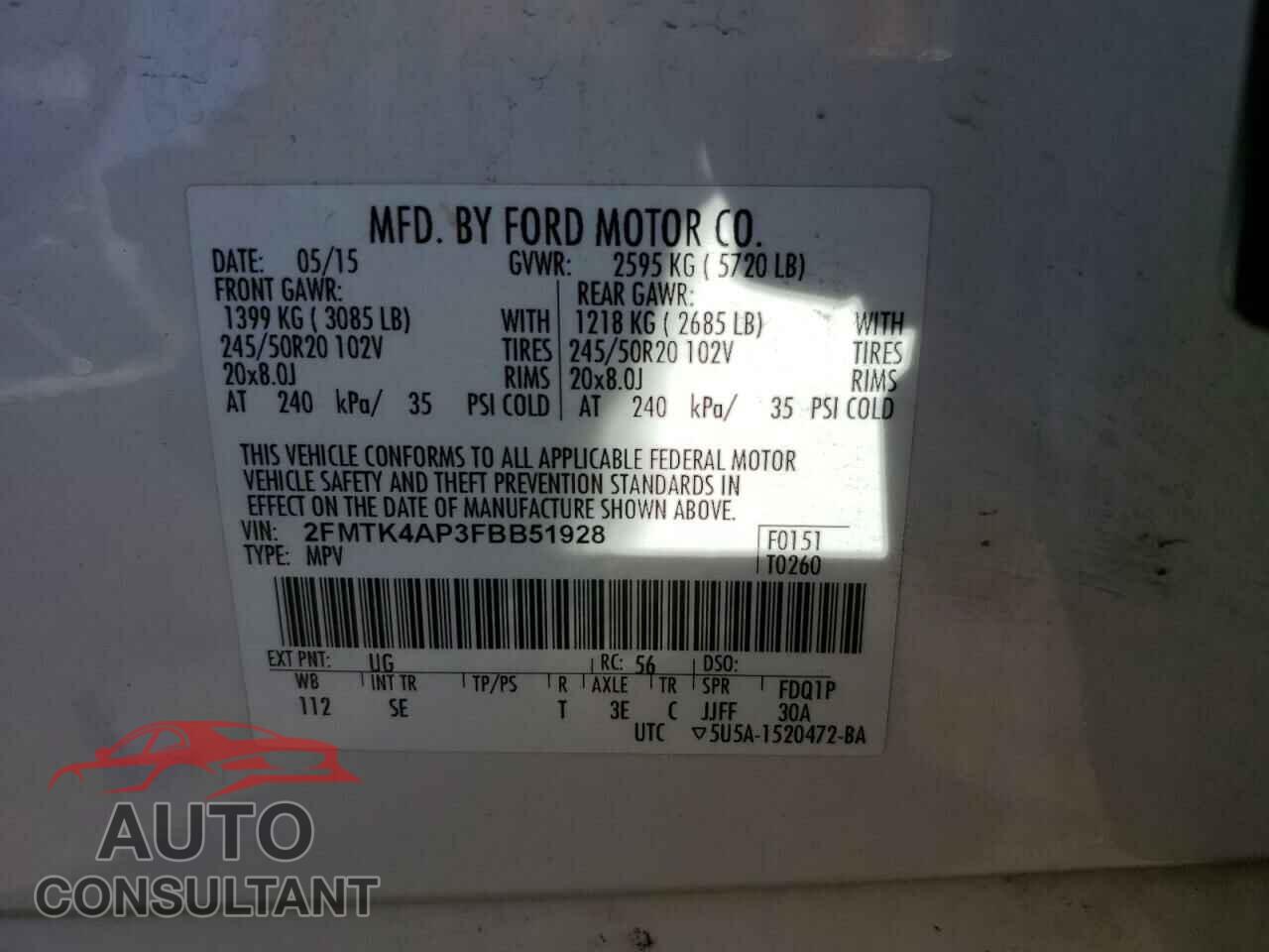 FORD EDGE 2015 - 2FMTK4AP3FBB51928