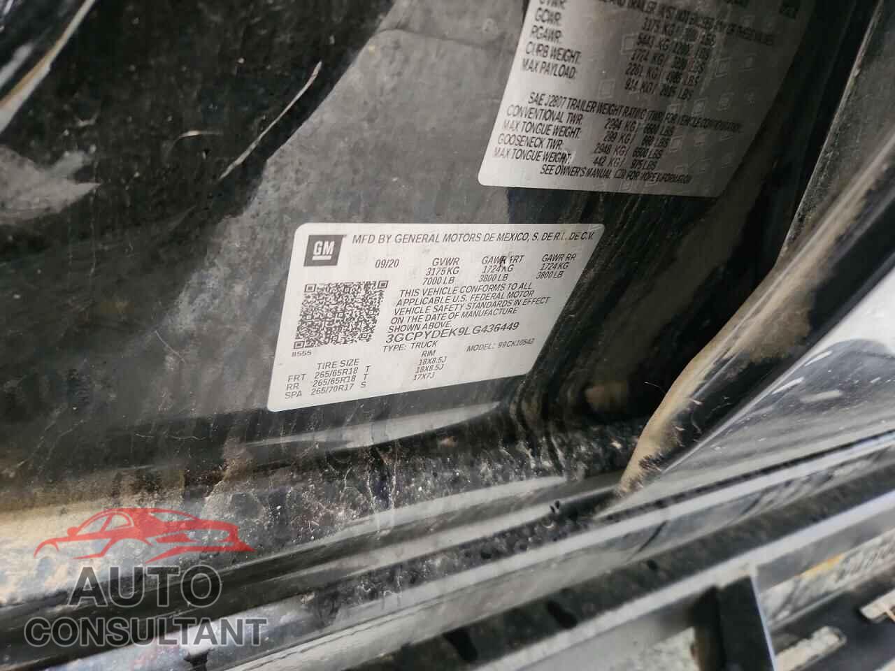 CHEVROLET SILVERADO 2020 - 3GCPYDEK9LG436449