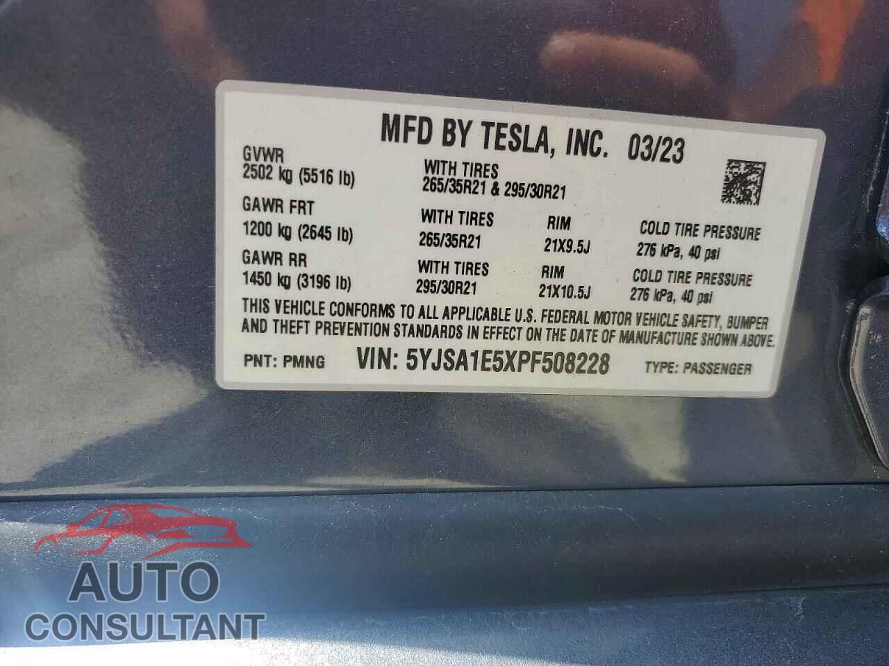 TESLA MODEL S 2023 - 5YJSA1E5XPF508228
