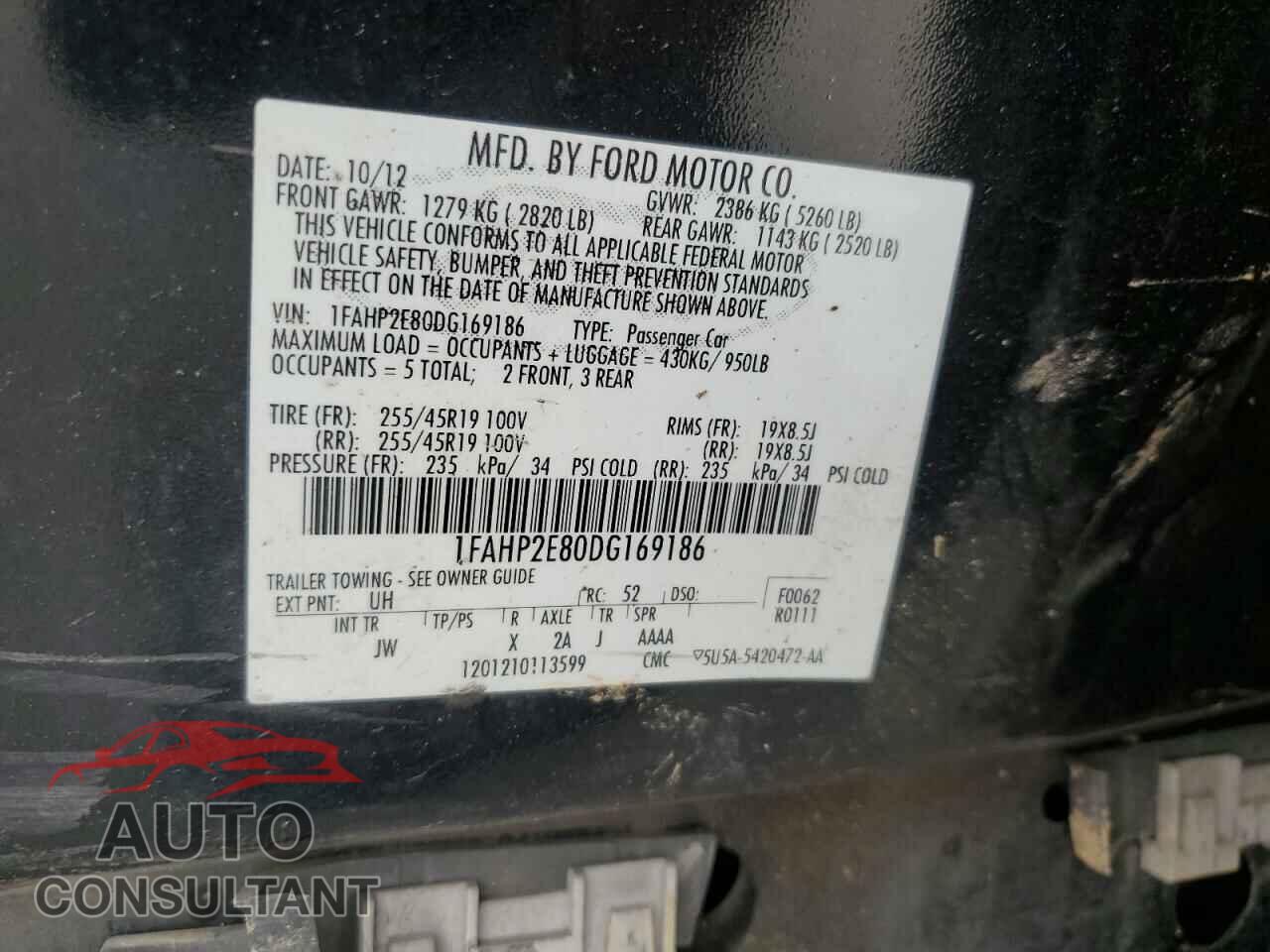 FORD TAURUS 2013 - 1FAHP2E80DG169186