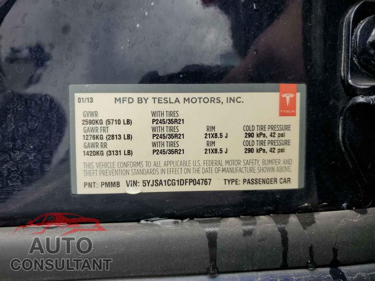 TESLA MODEL S 2013 - 5YJSA1CG1DFP04767