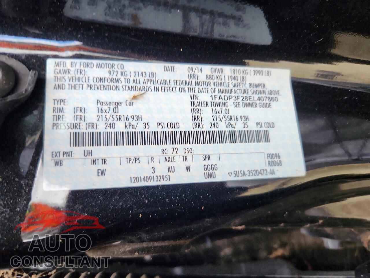 FORD FOCUS 2014 - 1FADP3F28EL407860