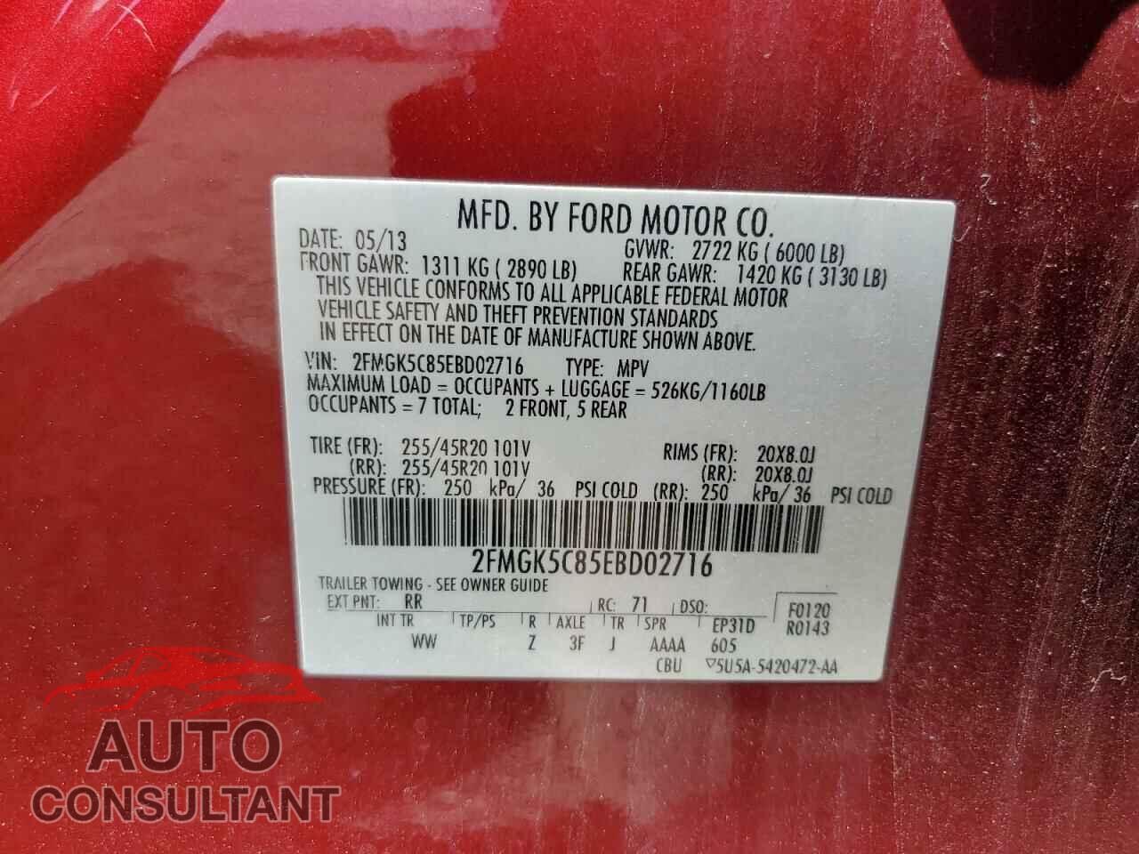 FORD FLEX 2014 - 2FMGK5C85EBD02716