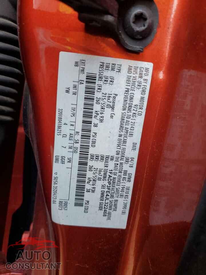 FORD FOCUS 2018 - 1FADP3FE4JL322468
