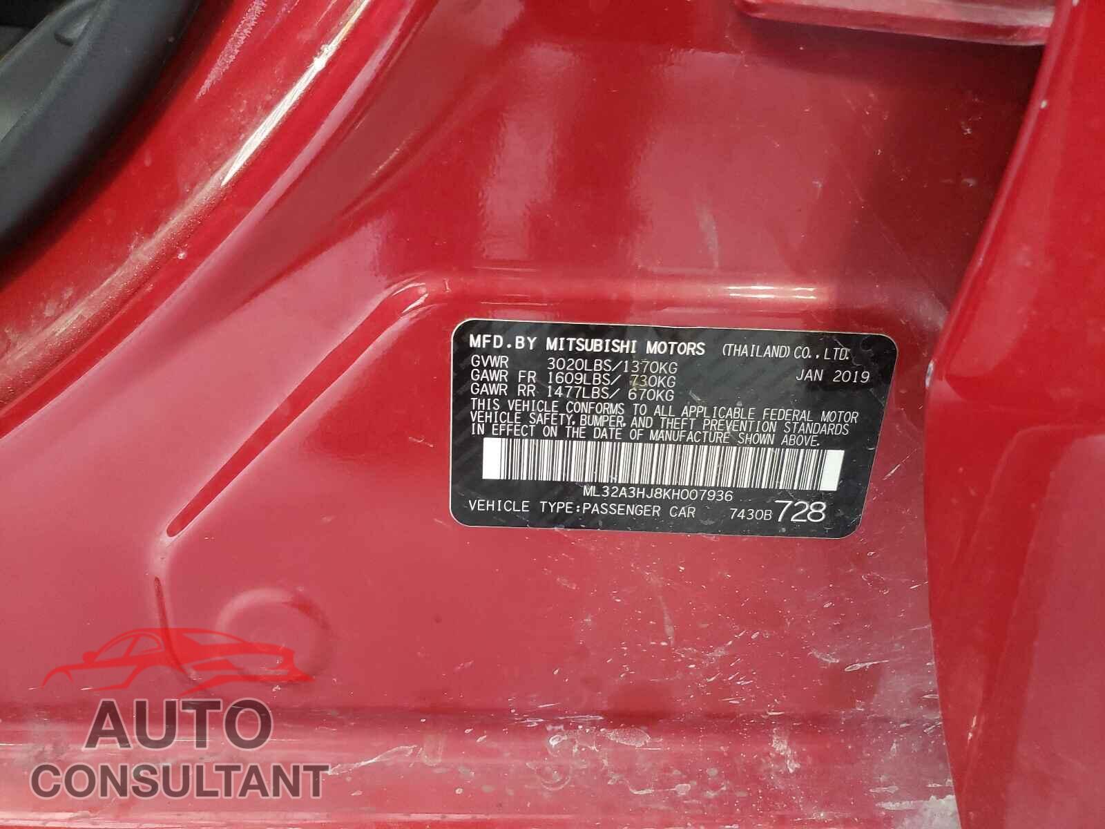 MITSUBISHI MIRAGE 2019 - ML32A3HJ8KH007936