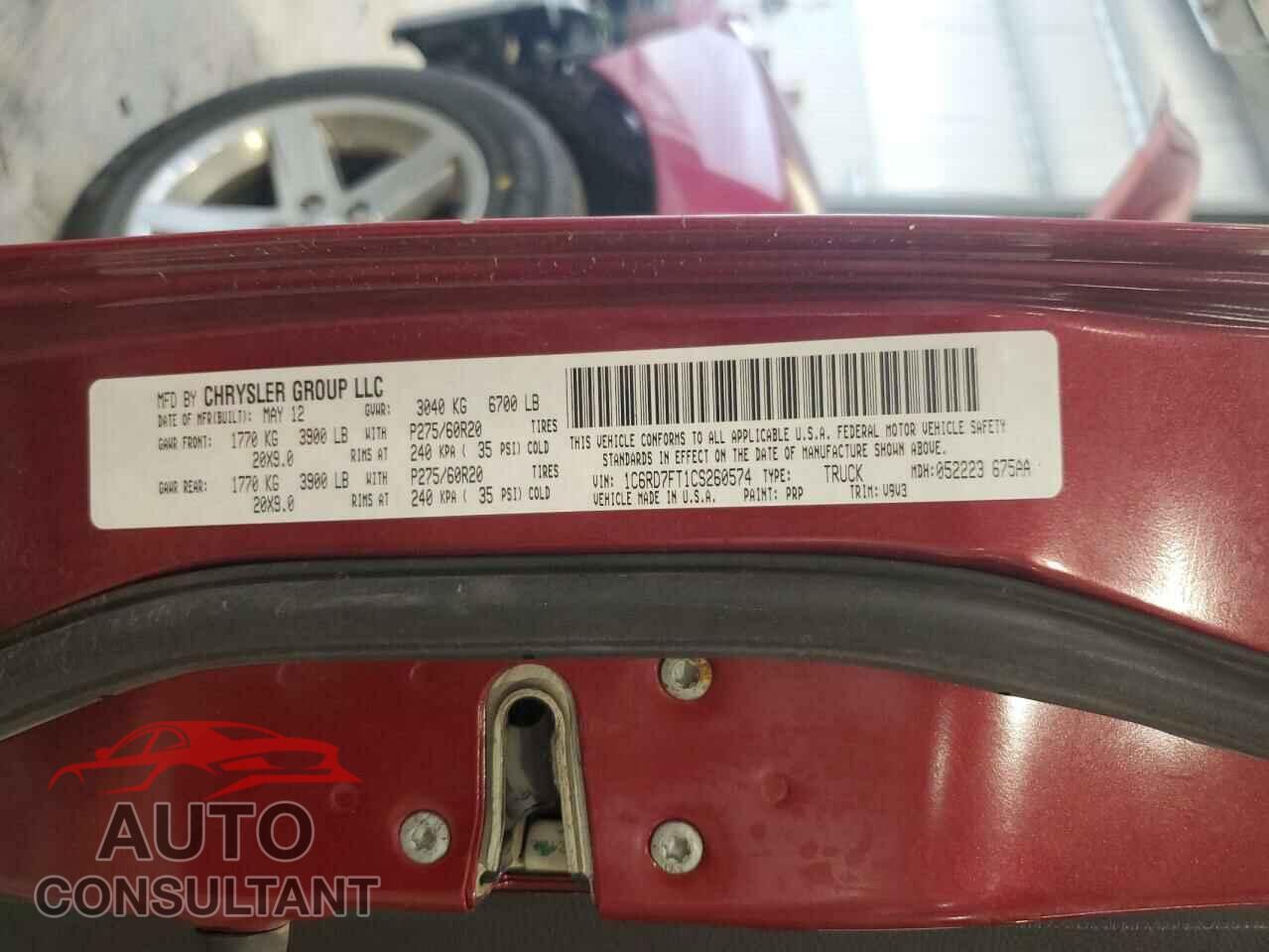DODGE RAM 1500 2012 - 1C6RD7FT1CS260574