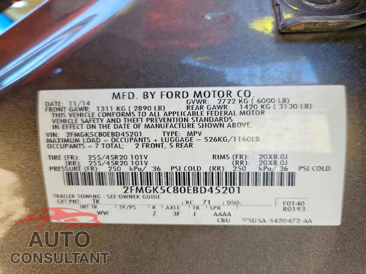 FORD FLEX 2014 - 2FMGK5C80EBD45201