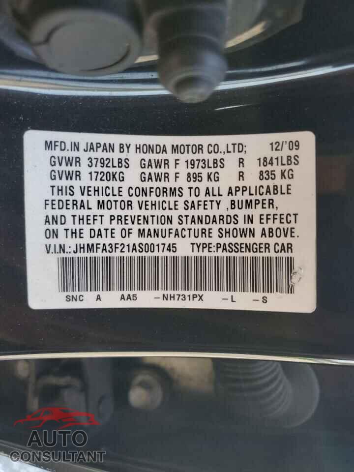 HONDA CIVIC 2010 - JHMFA3F21AS001745