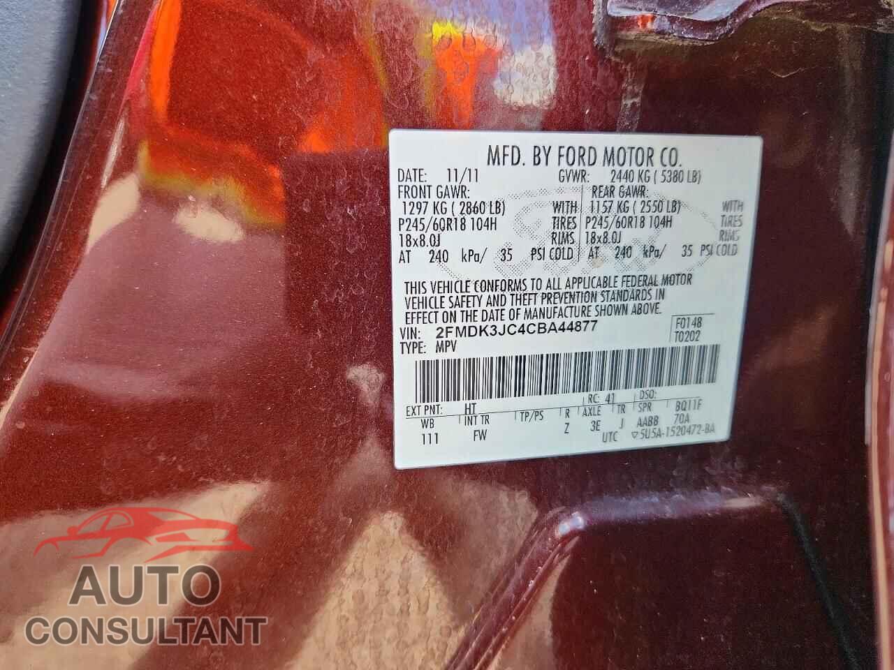 FORD EDGE 2012 - 2FMDK3JC4CBA44877