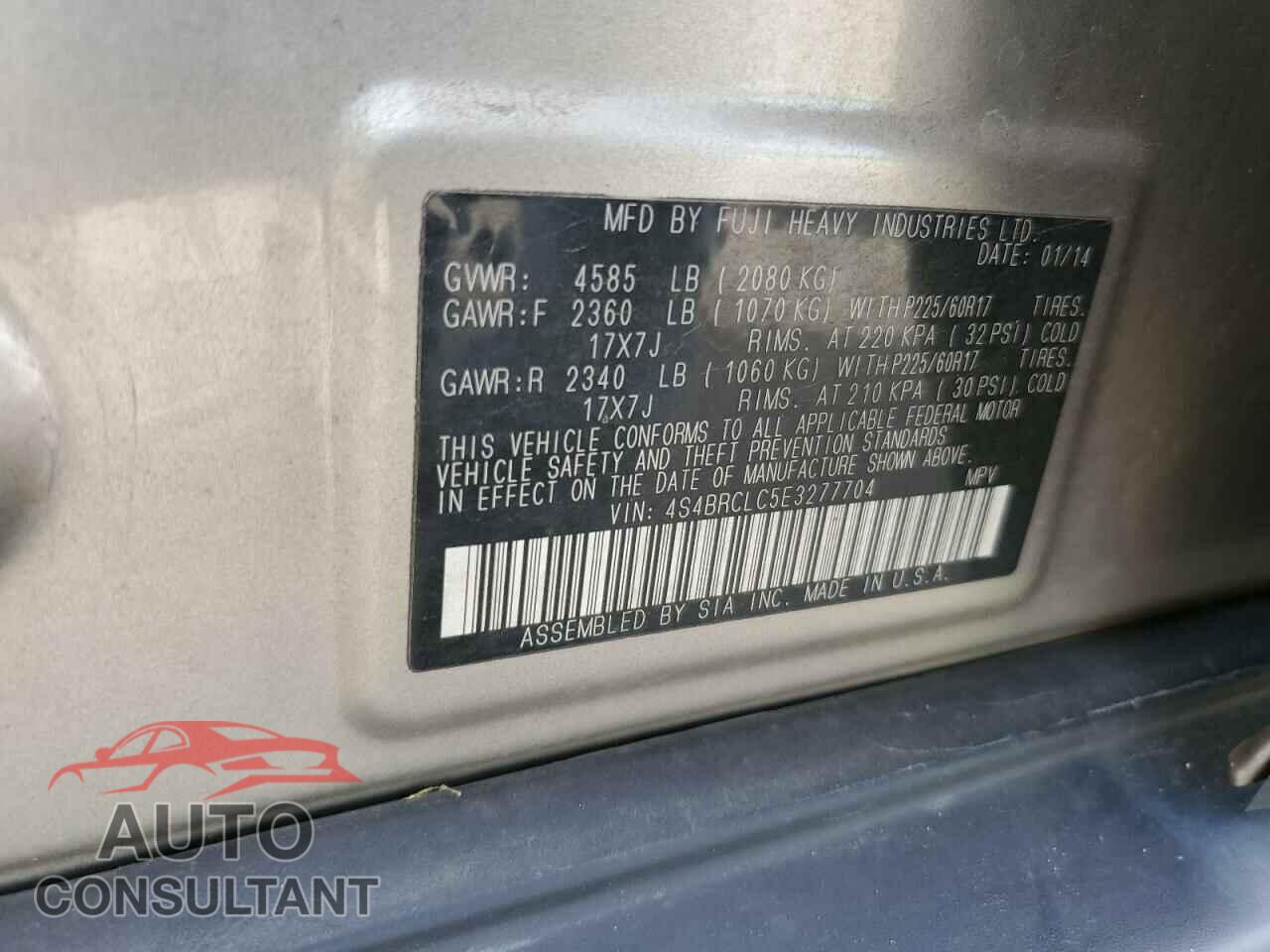 SUBARU OUTBACK 2014 - 4S4BRCLC5E3277704