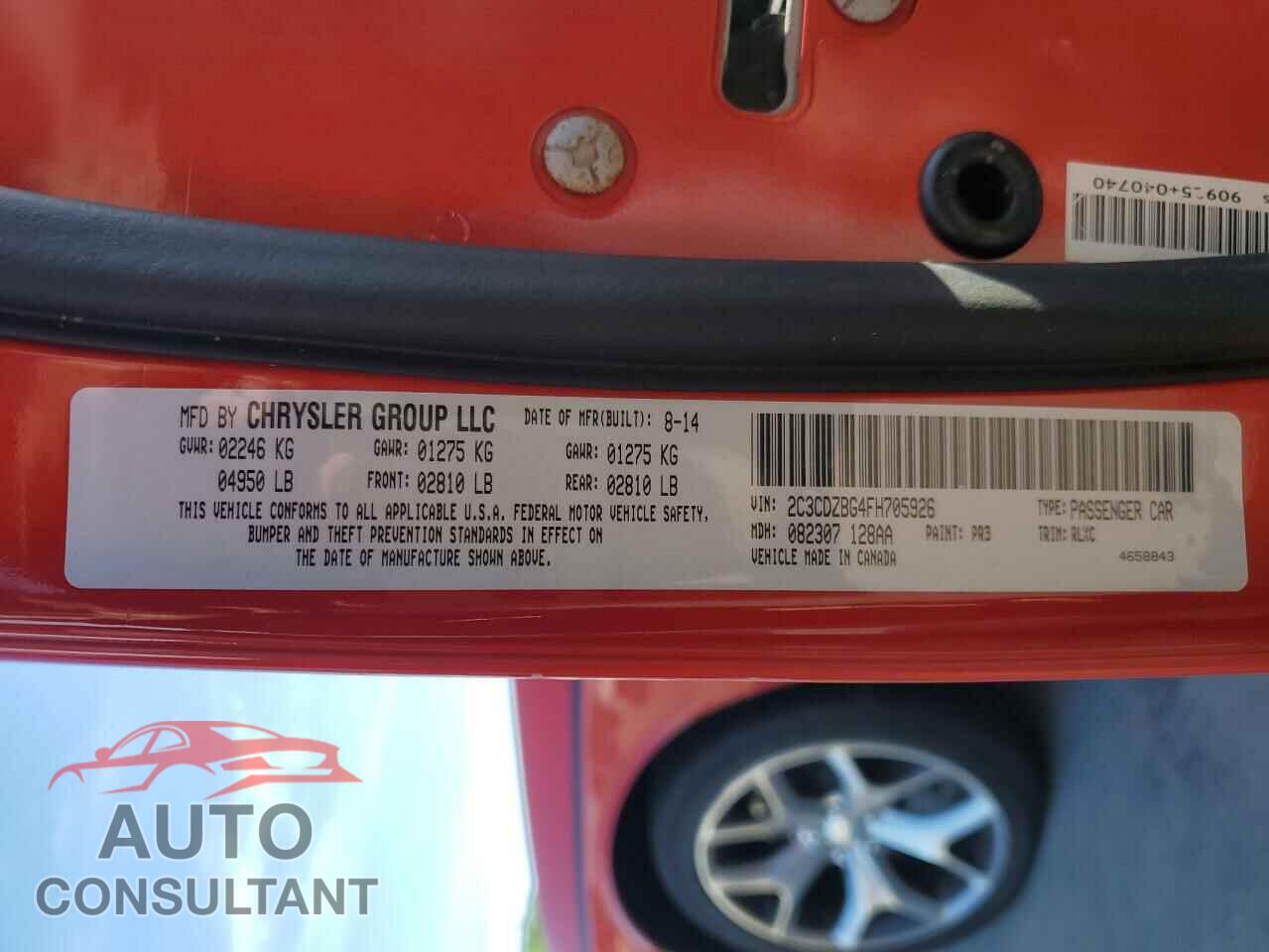 DODGE CHALLENGER 2015 - 2C3CDZBG4FH705926