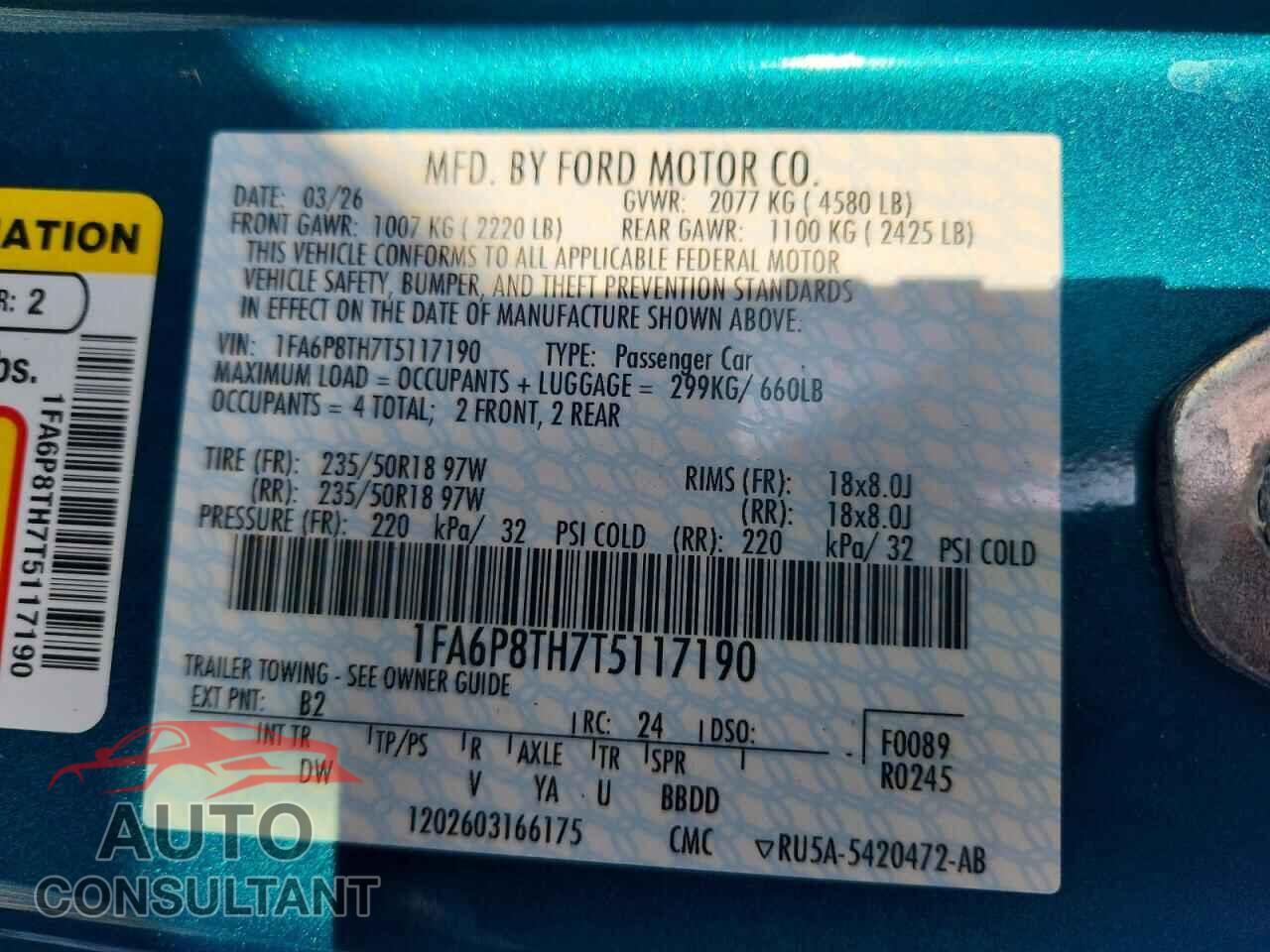 FORD MUSTANG 2026 - 1FA6P8TH7T5117190
