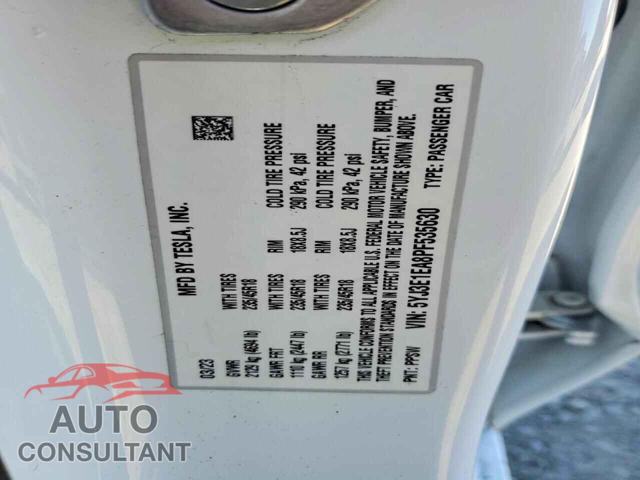 TESLA MODEL 3 2023 - 5YJ3E1EA8PF535630