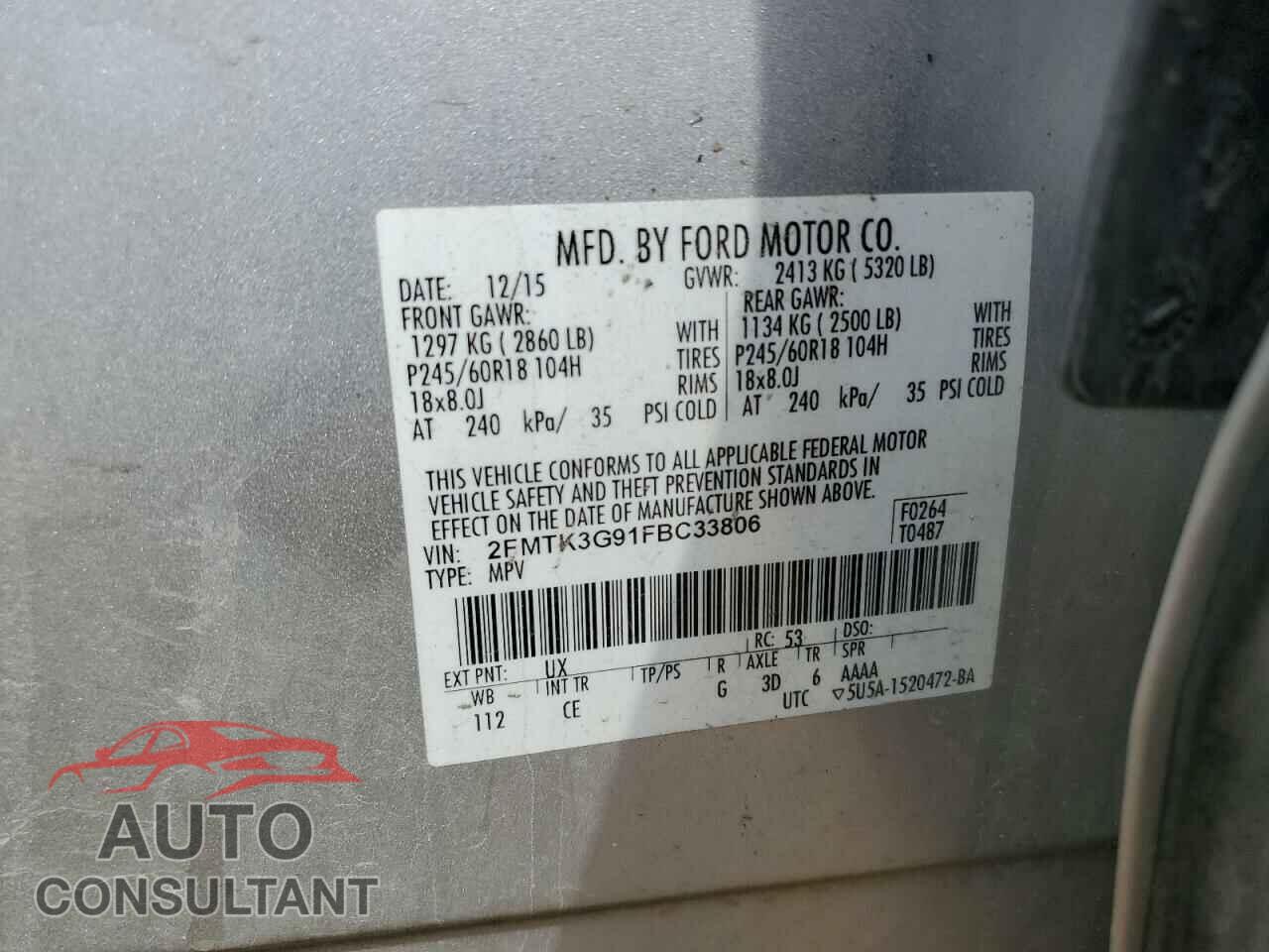 FORD EDGE 2015 - 2FMTK3G91FBC33806