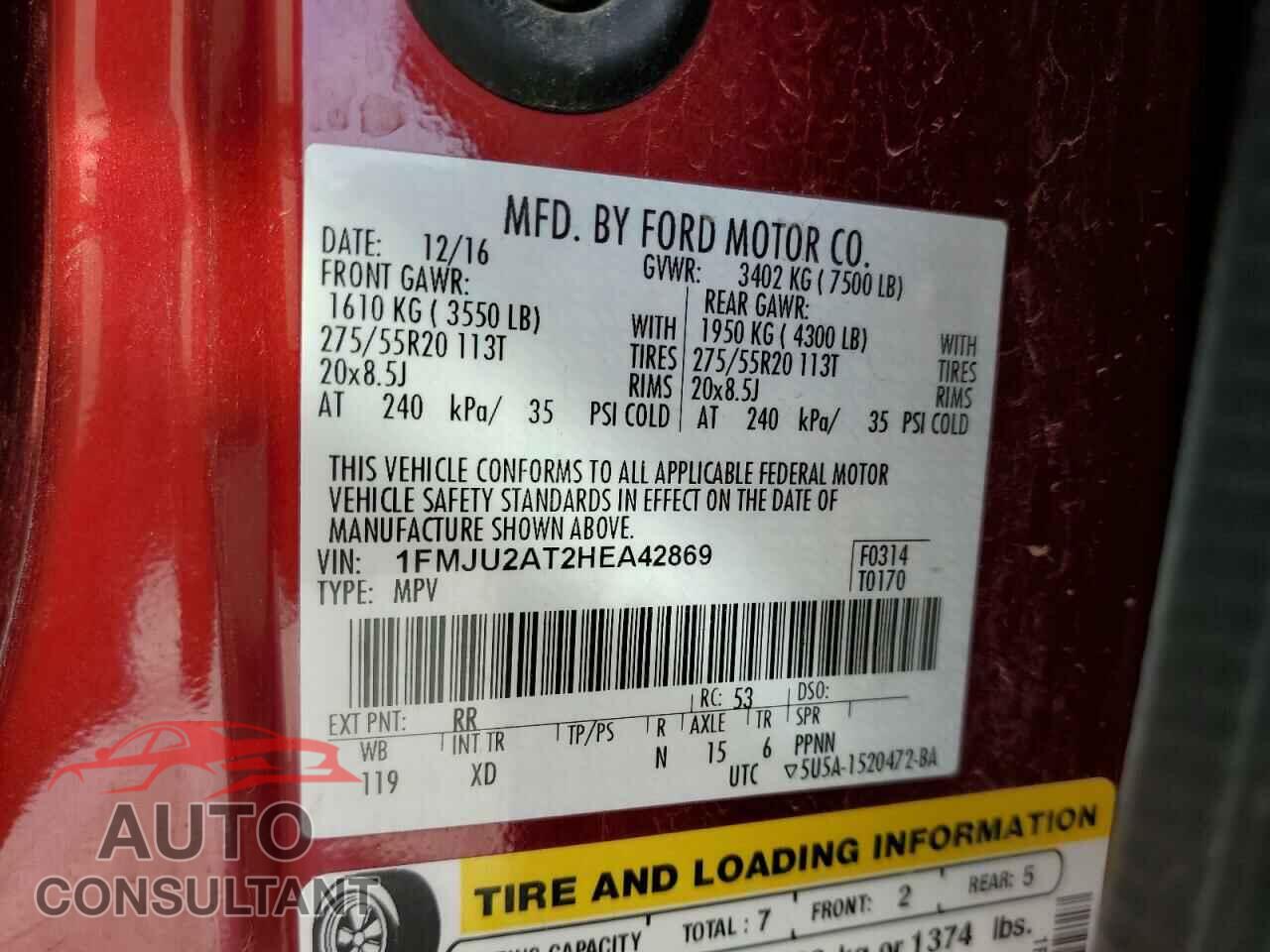 FORD EXPEDITION 2017 - 1FMJU2AT2HEA42869