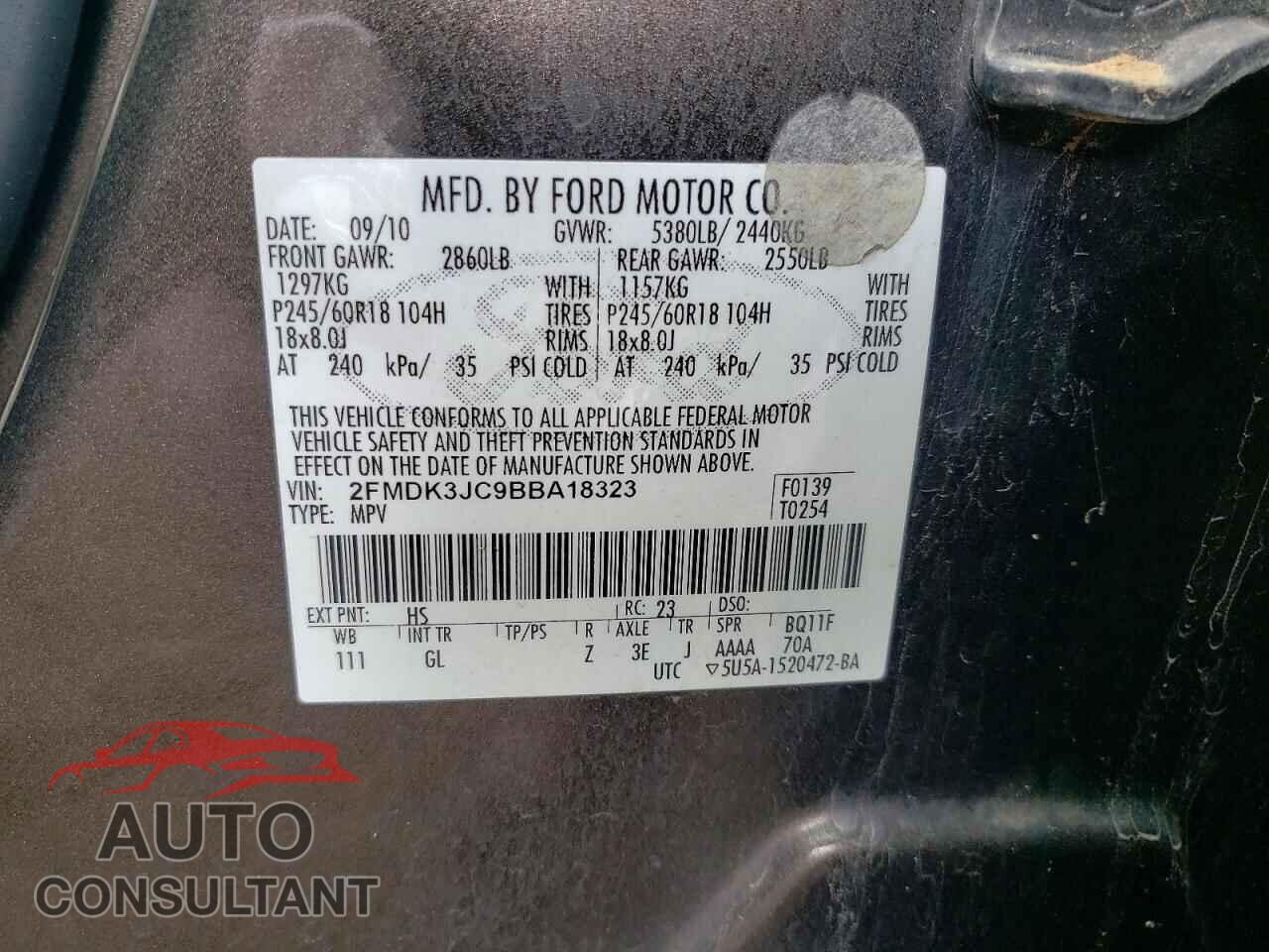 FORD EDGE 2011 - 2FMDK3JC9BBA18323
