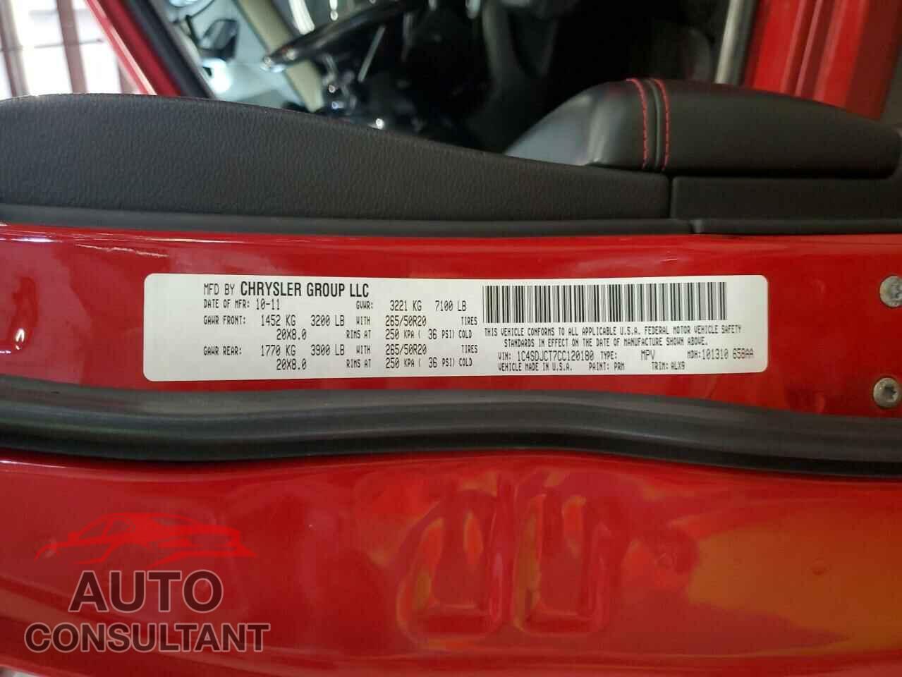 DODGE DURANGO 2012 - 1C4SDJCT7CC120180