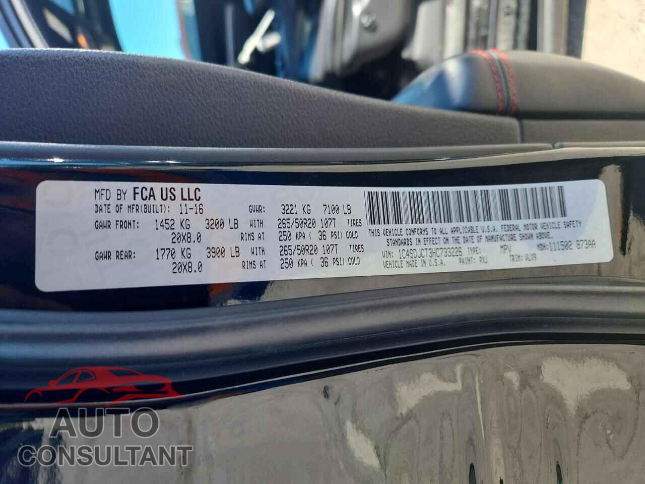DODGE DURANGO 2017 - 1C4SDJCT3HC733226