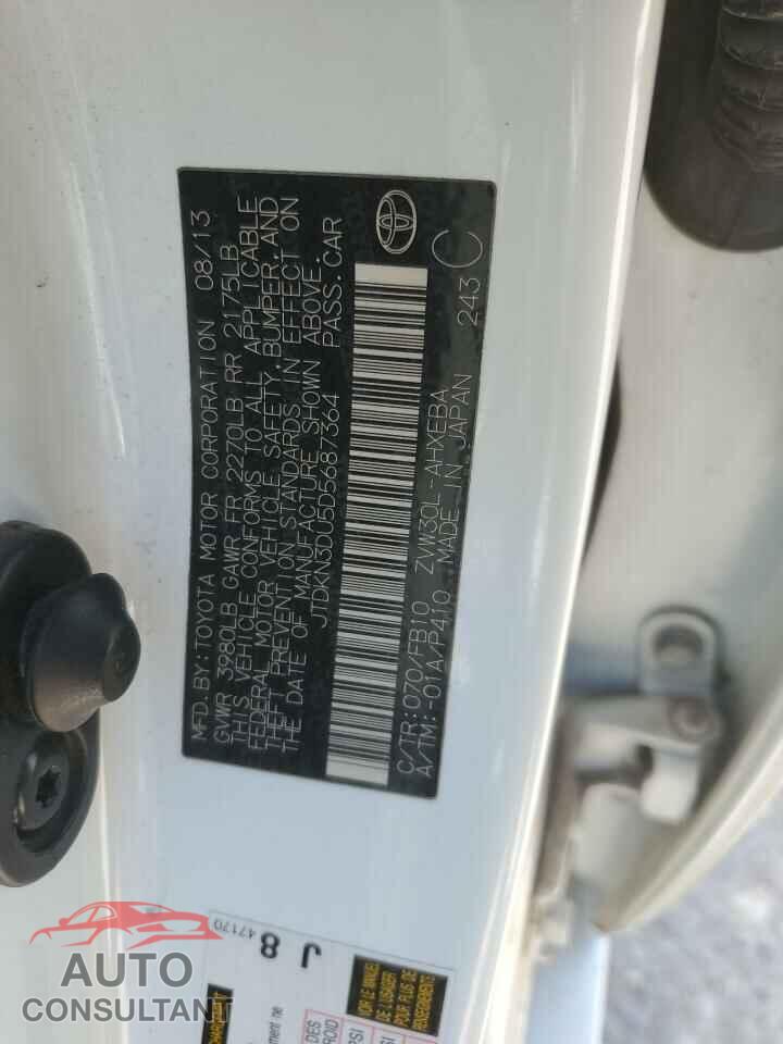 TOYOTA PRIUS 2013 - JTDKN3DU5D5687364