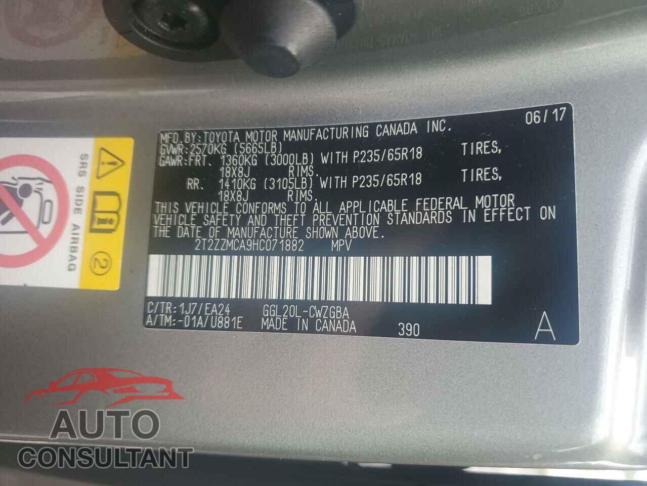 LEXUS RX350 2017 - 2T2ZZMCA9HC071882