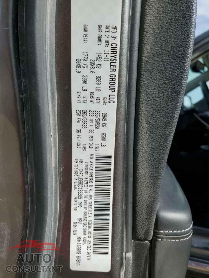 DODGE DURANGO 2012 - 1C4RDJEG8CC193265
