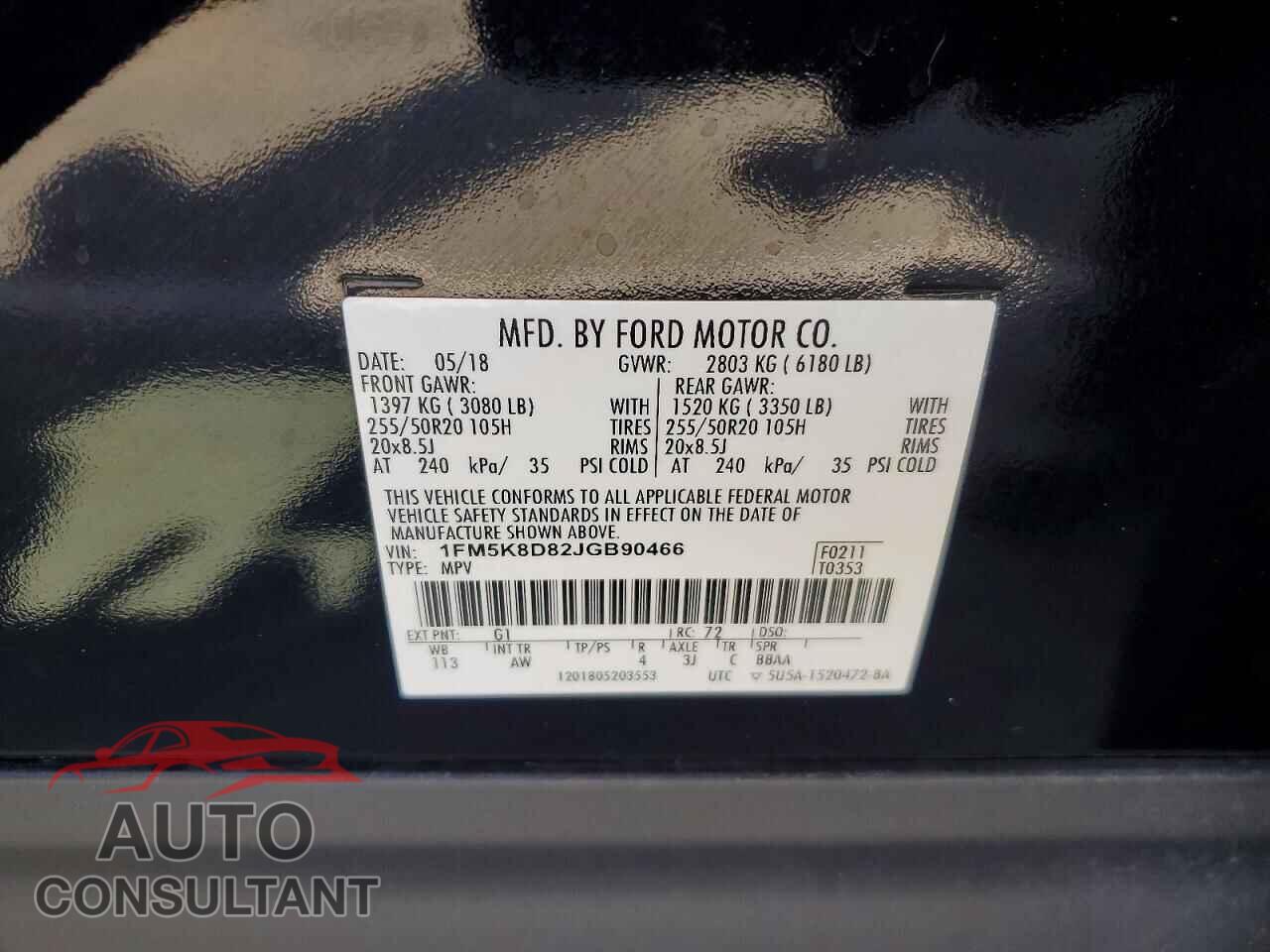 FORD EXPLORER 2018 - 1FM5K8D82JGB90466