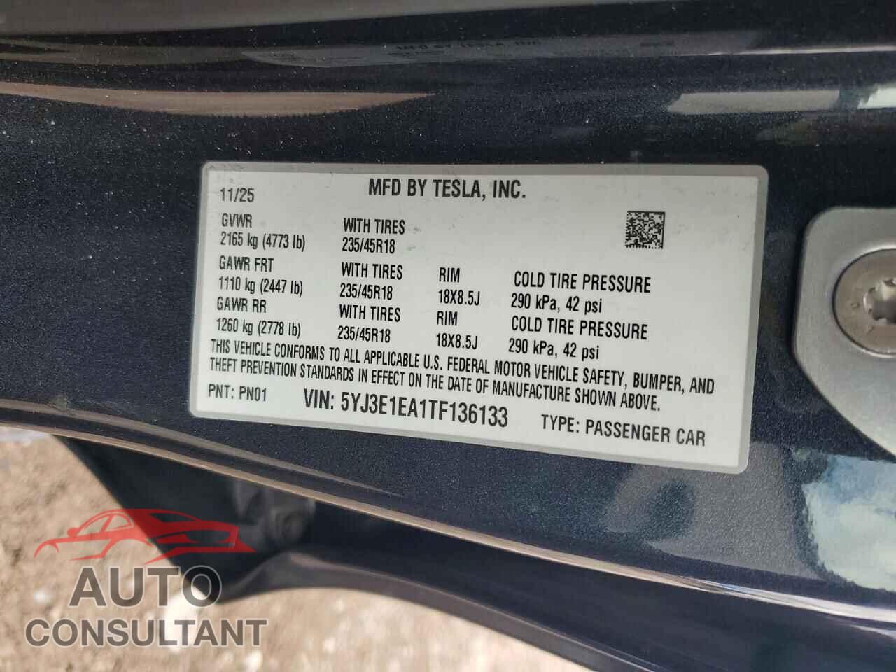 TESLA MODEL 3 2026 - 5YJ3E1EA1TF136133