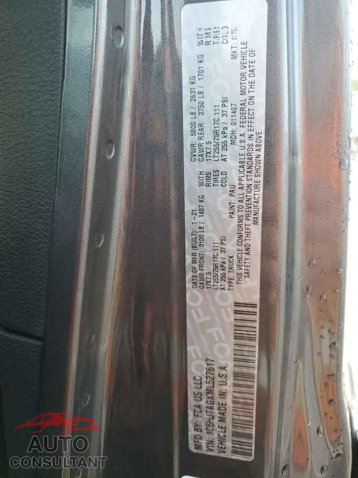 JEEP GLADIATOR 2021 - 1C6HJTAGXML527617