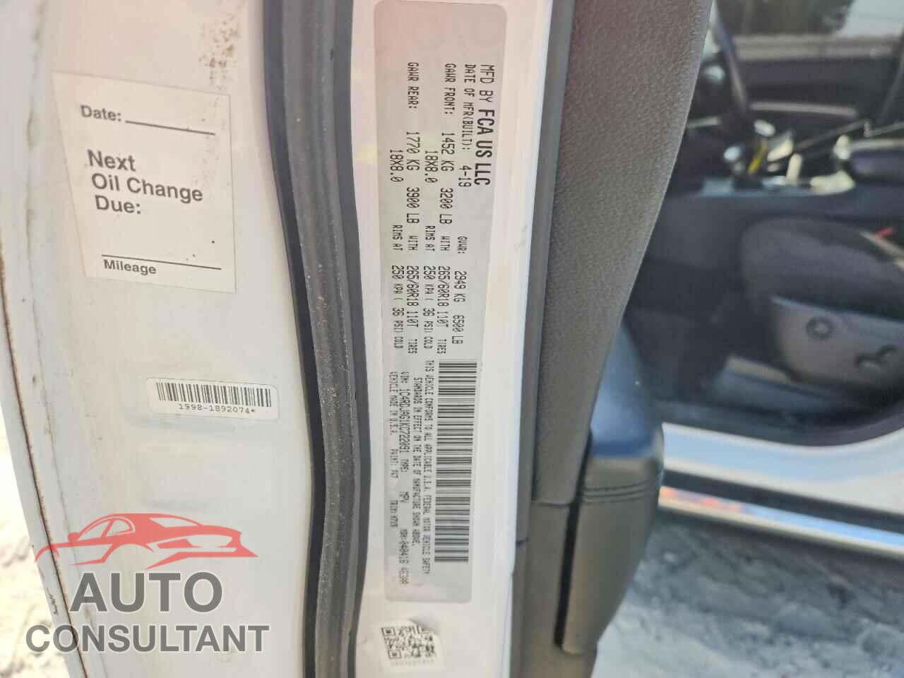DODGE DURANGO 2019 - 1C4RDJAG1KC722091