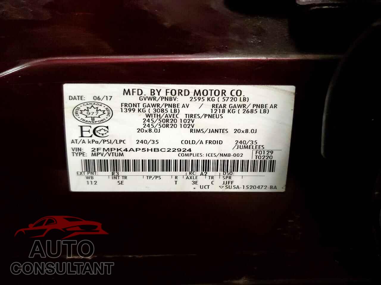 FORD EDGE 2017 - 2FMPK4AP5HBC22924