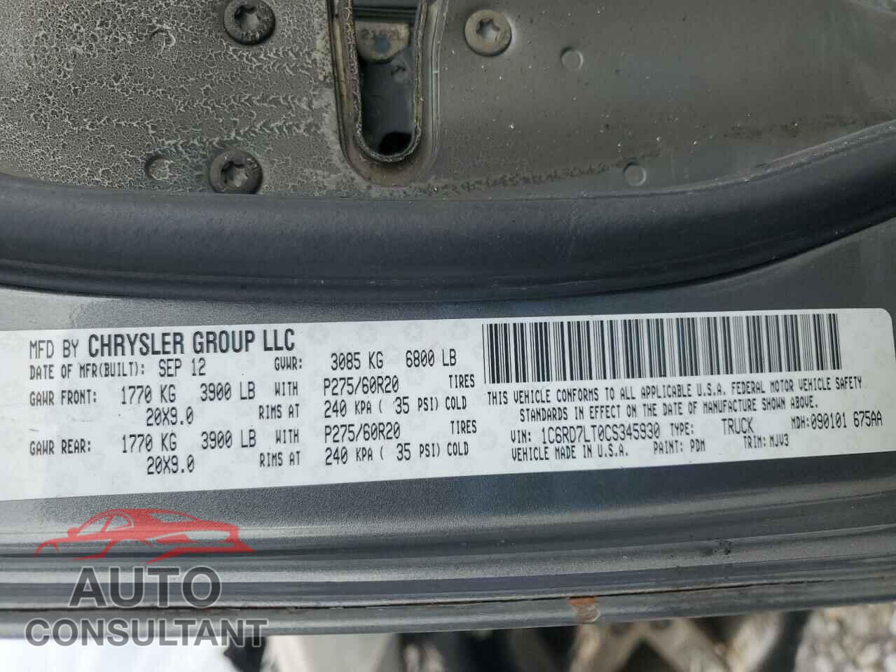 DODGE RAM 1500 2012 - 1C6RD7LT0CS345930