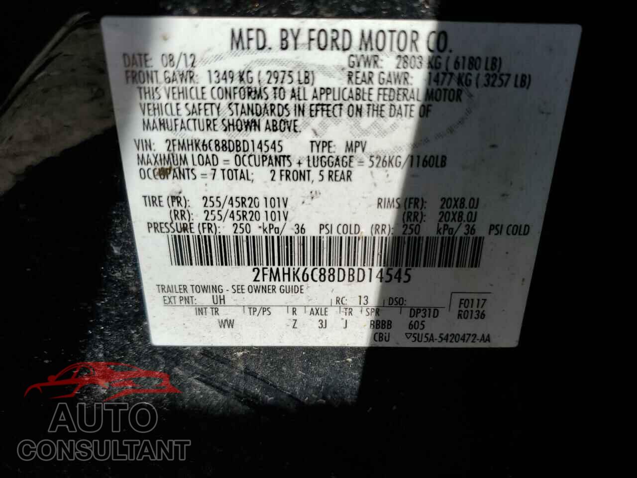 FORD FLEX 2013 - 2FMHK6C88DBD14545