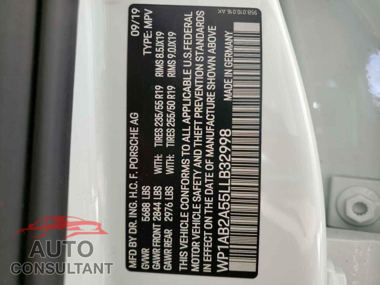 PORSCHE MACAN 2020 - WP1AB2A55LLB32998
