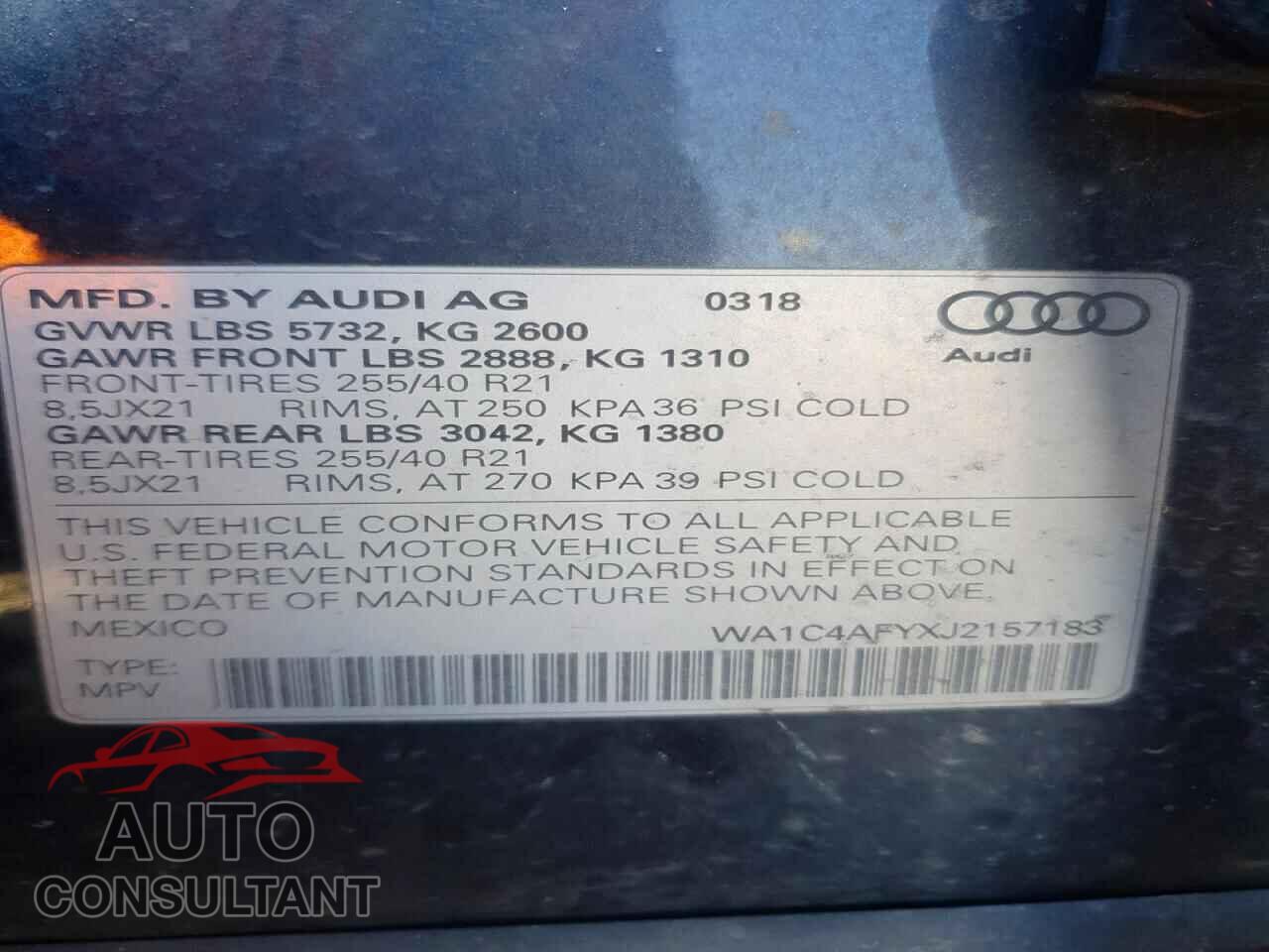 AUDI SQ5 2018 - WA1C4AFYXJ2157183