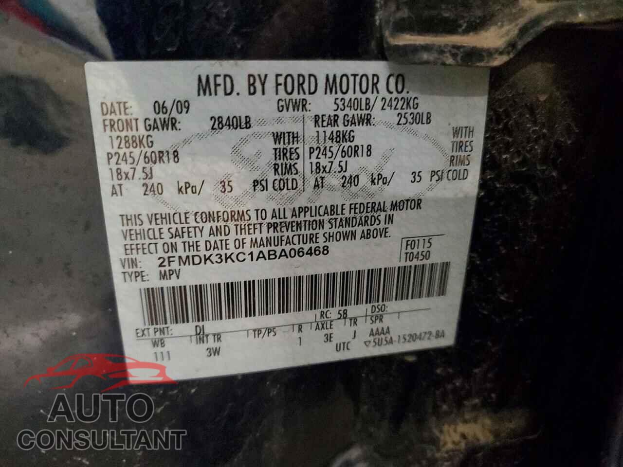 FORD EDGE 2010 - 2FMDK3KC1ABA06468
