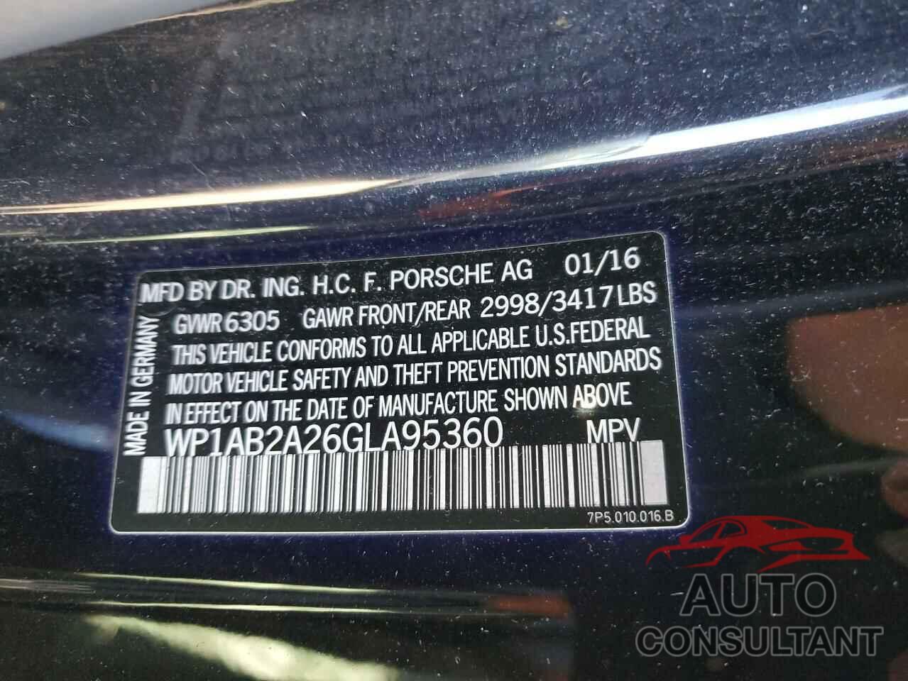 PORSCHE CAYENNE 2016 - WP1AB2A26GLA95360