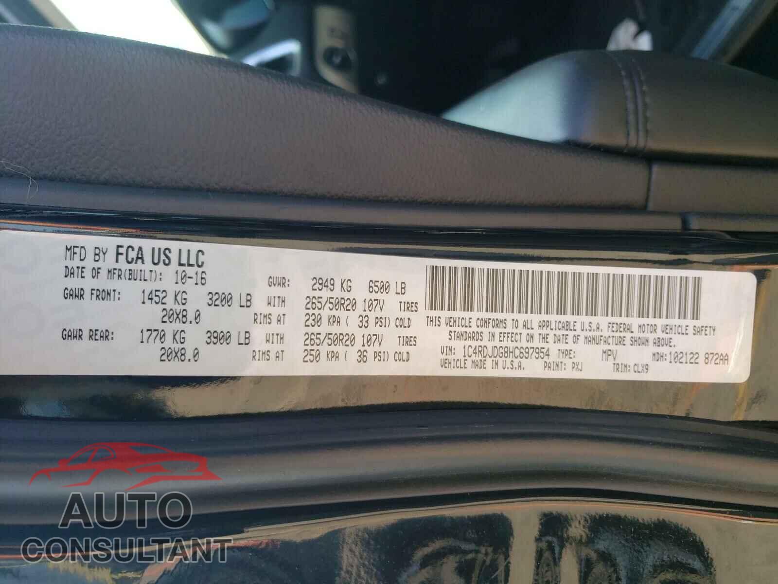 DODGE DURANGO 2017 - 1C4RDJDG8HC697954