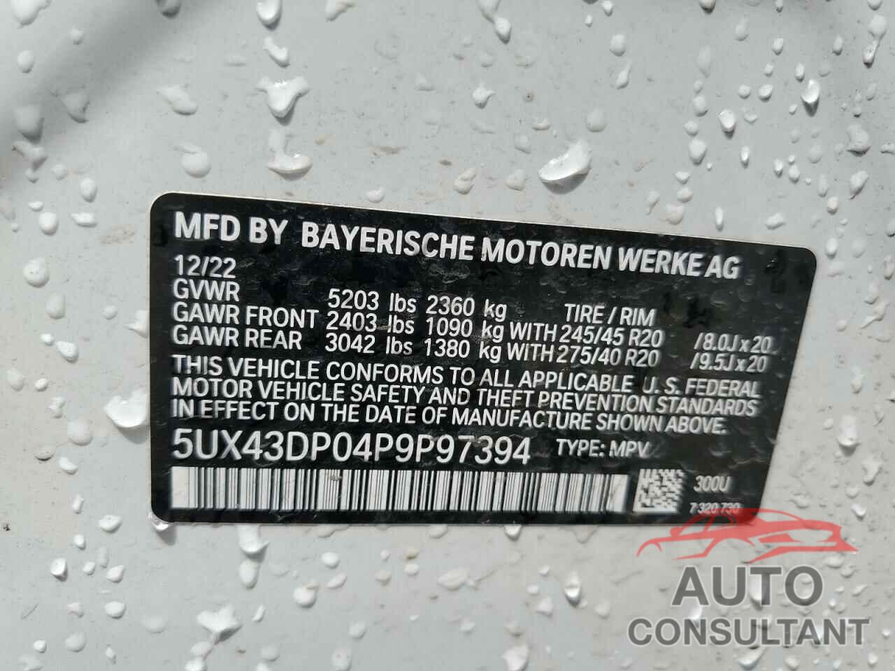 BMW X3 2023 - 5UX43DP04P9P97394