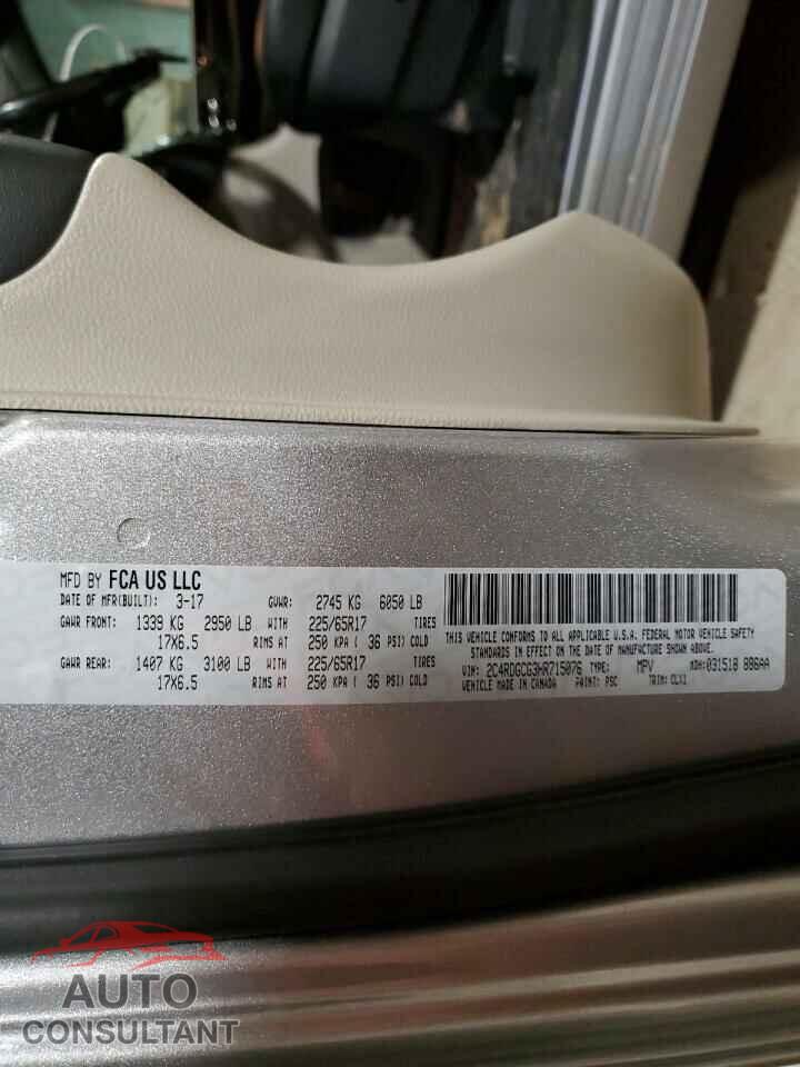DODGE CARAVAN 2017 - 2C4RDGCG3HR715076