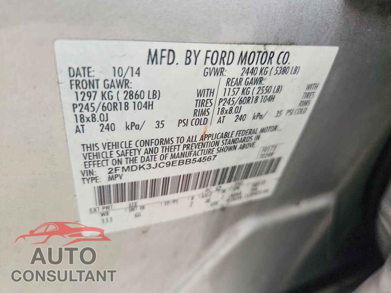 FORD EDGE 2014 - 2FMDK3JC9EBB54567