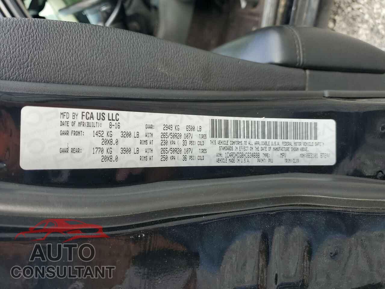 DODGE DURANGO 2017 - 1C4RDHDG8HC634698