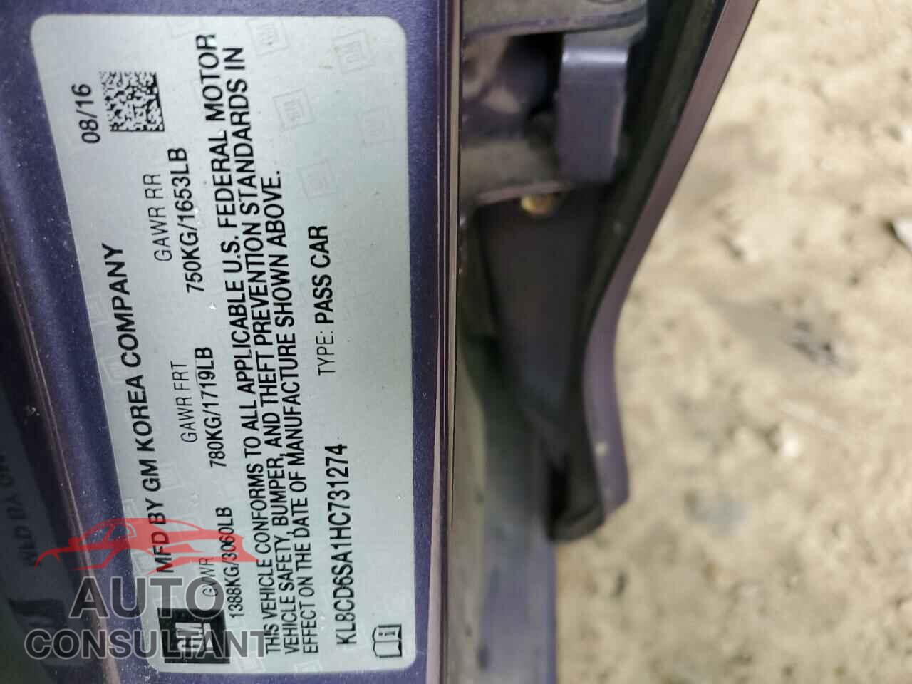 CHEVROLET SPARK 2017 - KL8CD6SA1HC731274