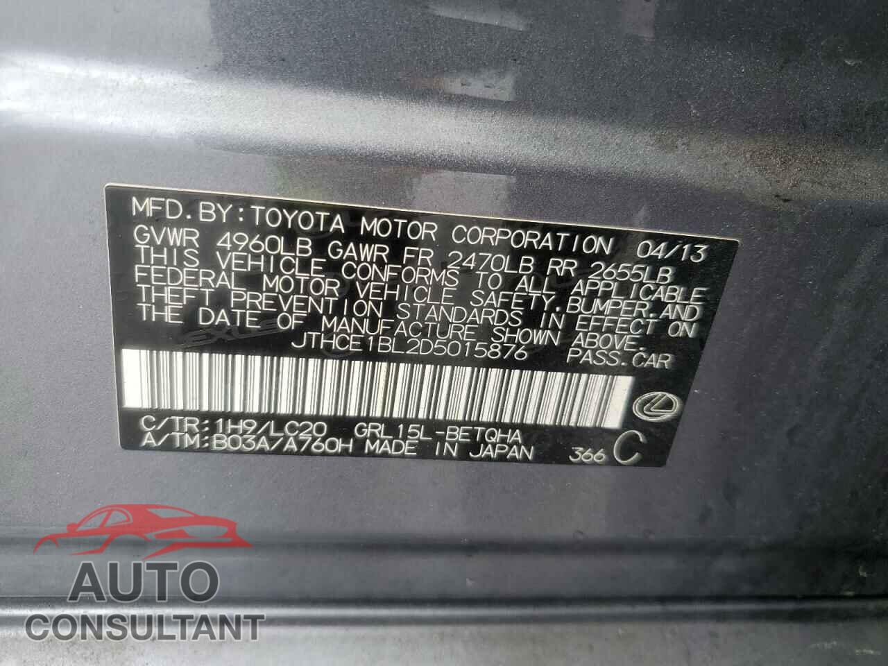 LEXUS GS350 2013 - JTHCE1BL2D5015876