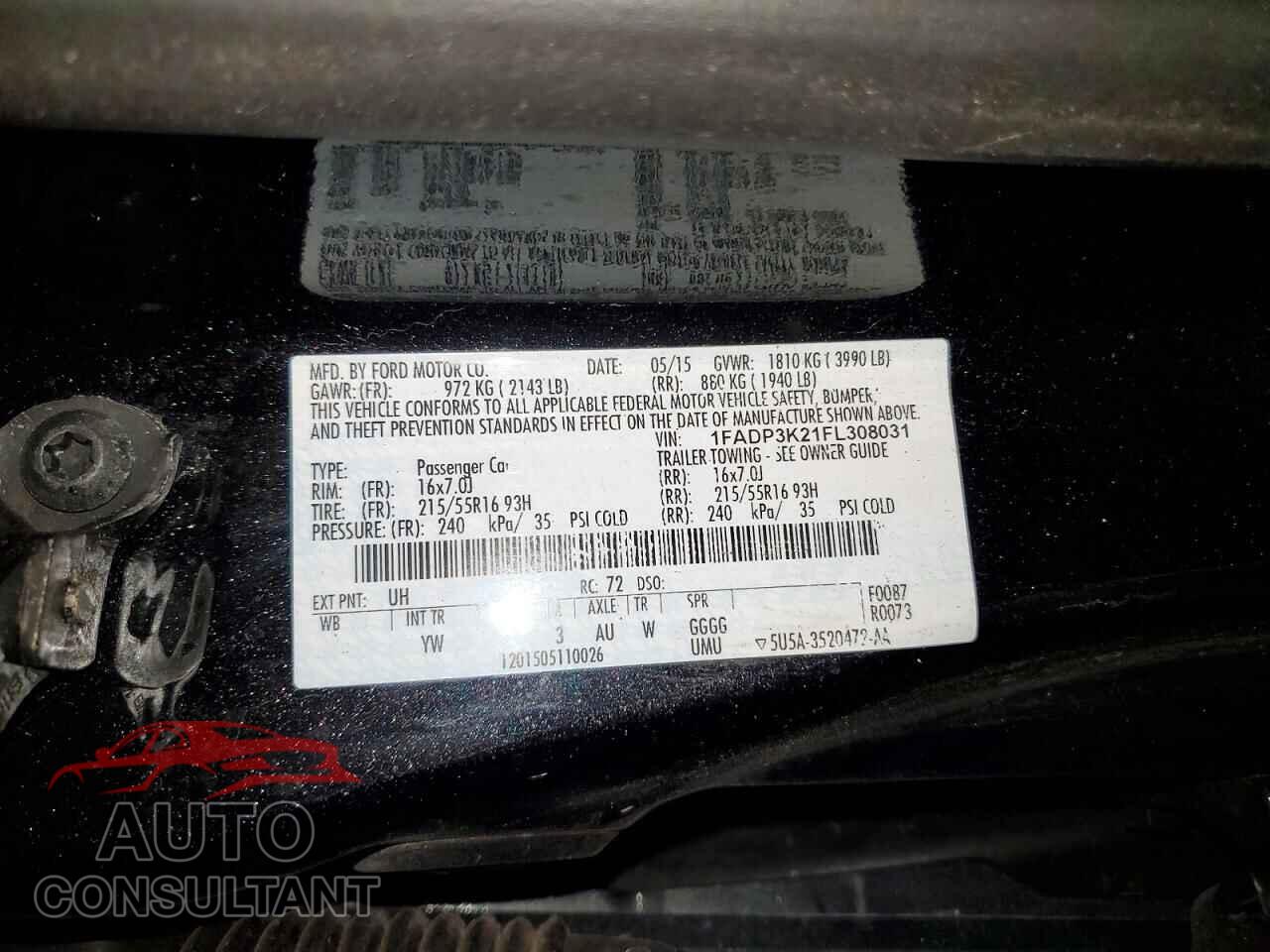 FORD FOCUS 2015 - 1FADP3K21FL308031